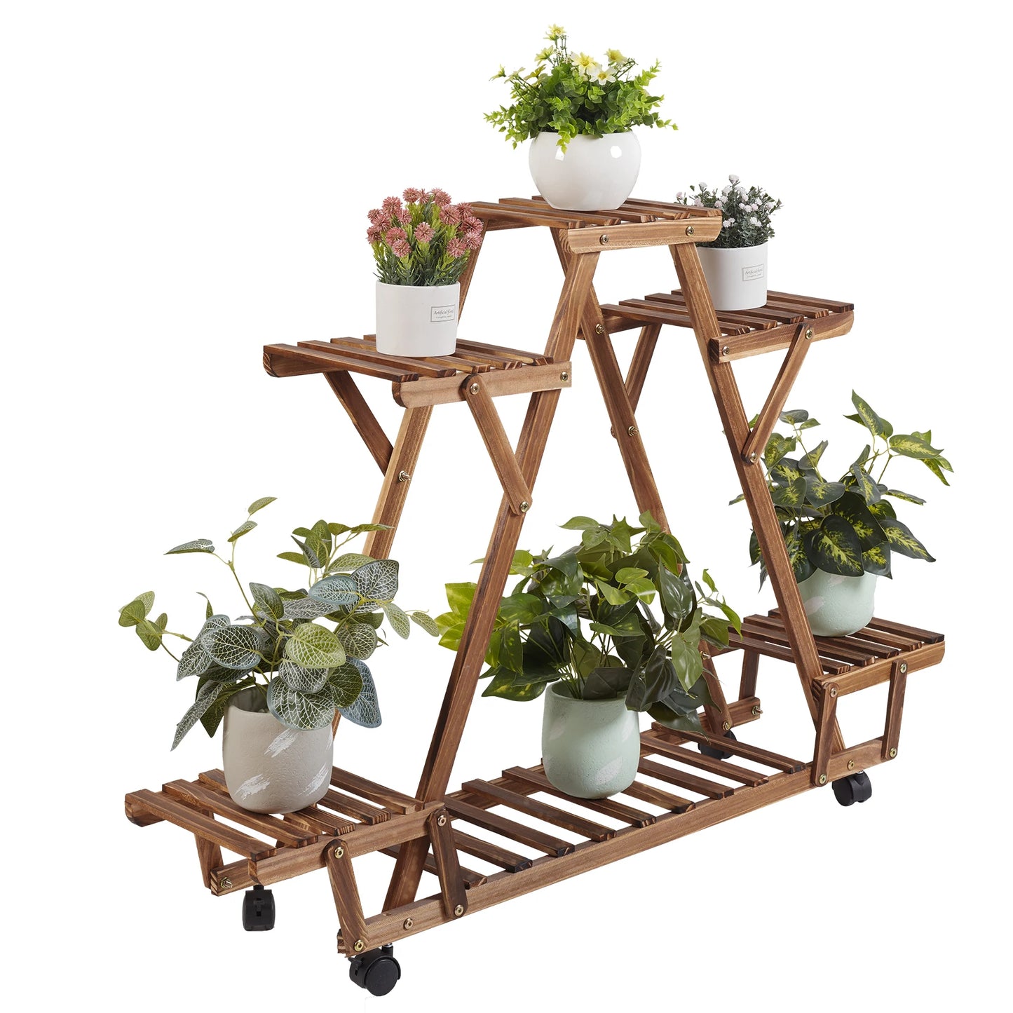Triangular Plant Shelf with Wheels