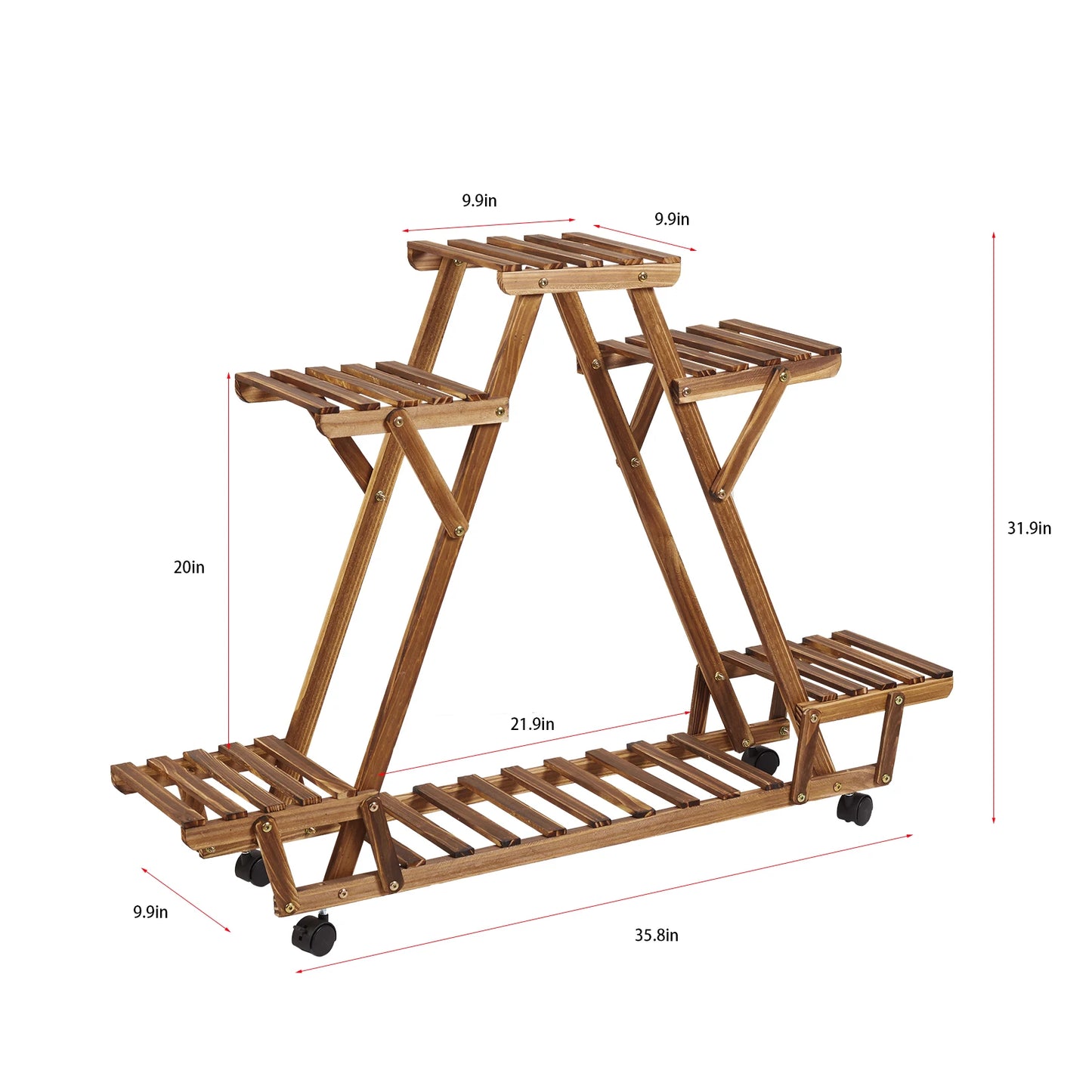 Triangular Plant Shelf with Wheels