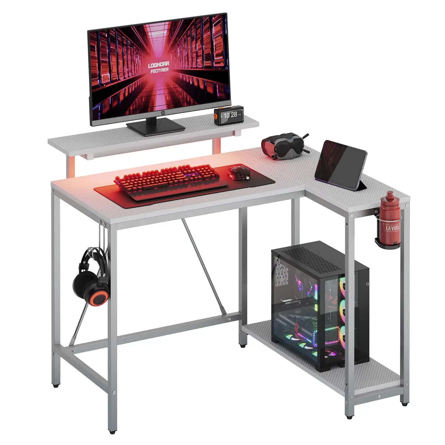 42" Reversible L-Shaped Gaming Desk with Monitor Stand