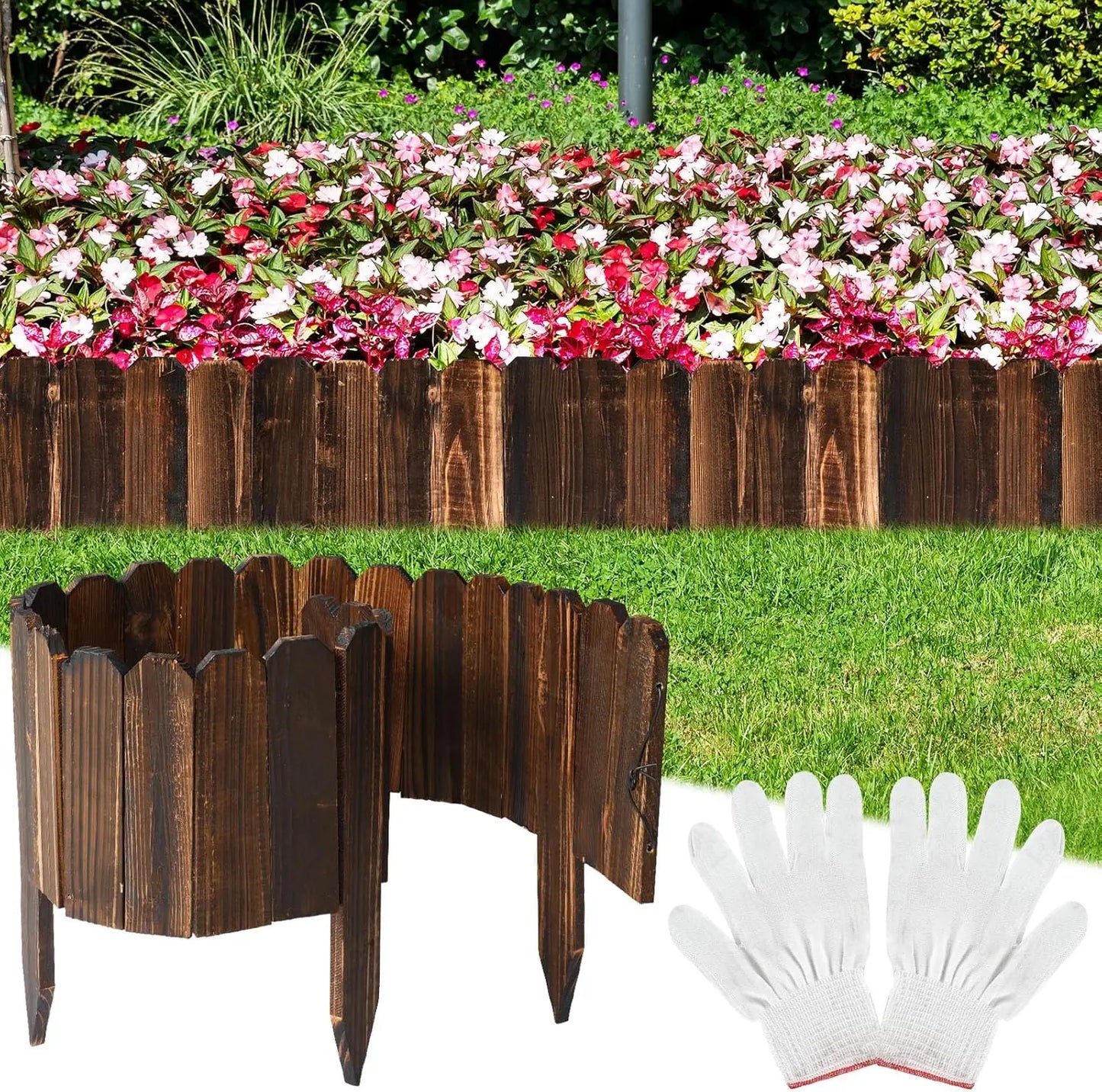 8 Pcs Wood Garden Edging Border 8 X 47 inches