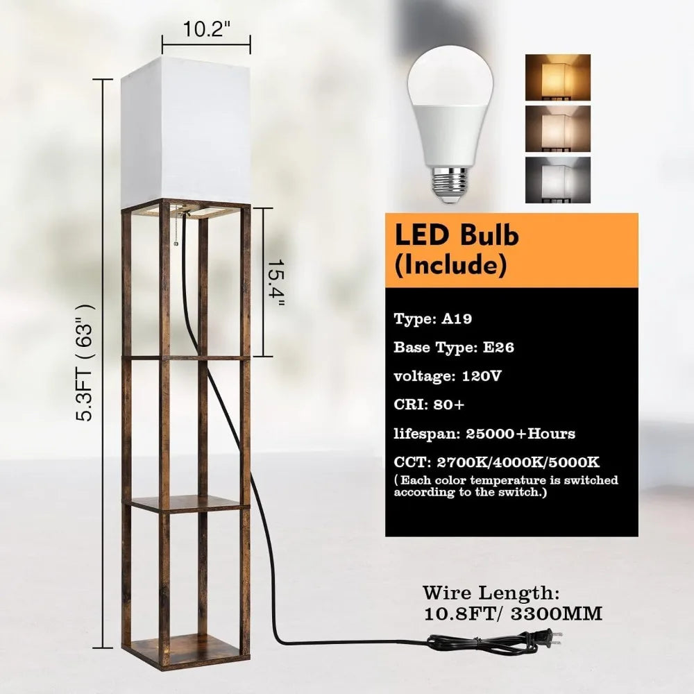 Floor Lamp with Shelf and Light