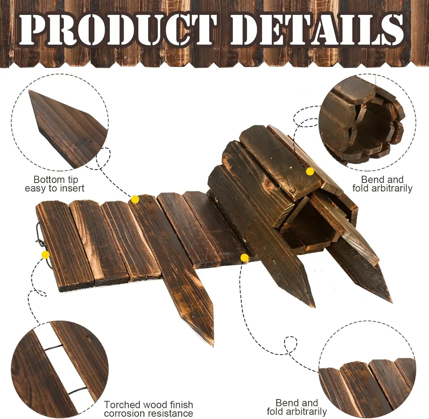 8 Pcs Wood Garden Edging Border 8 X 47 inches