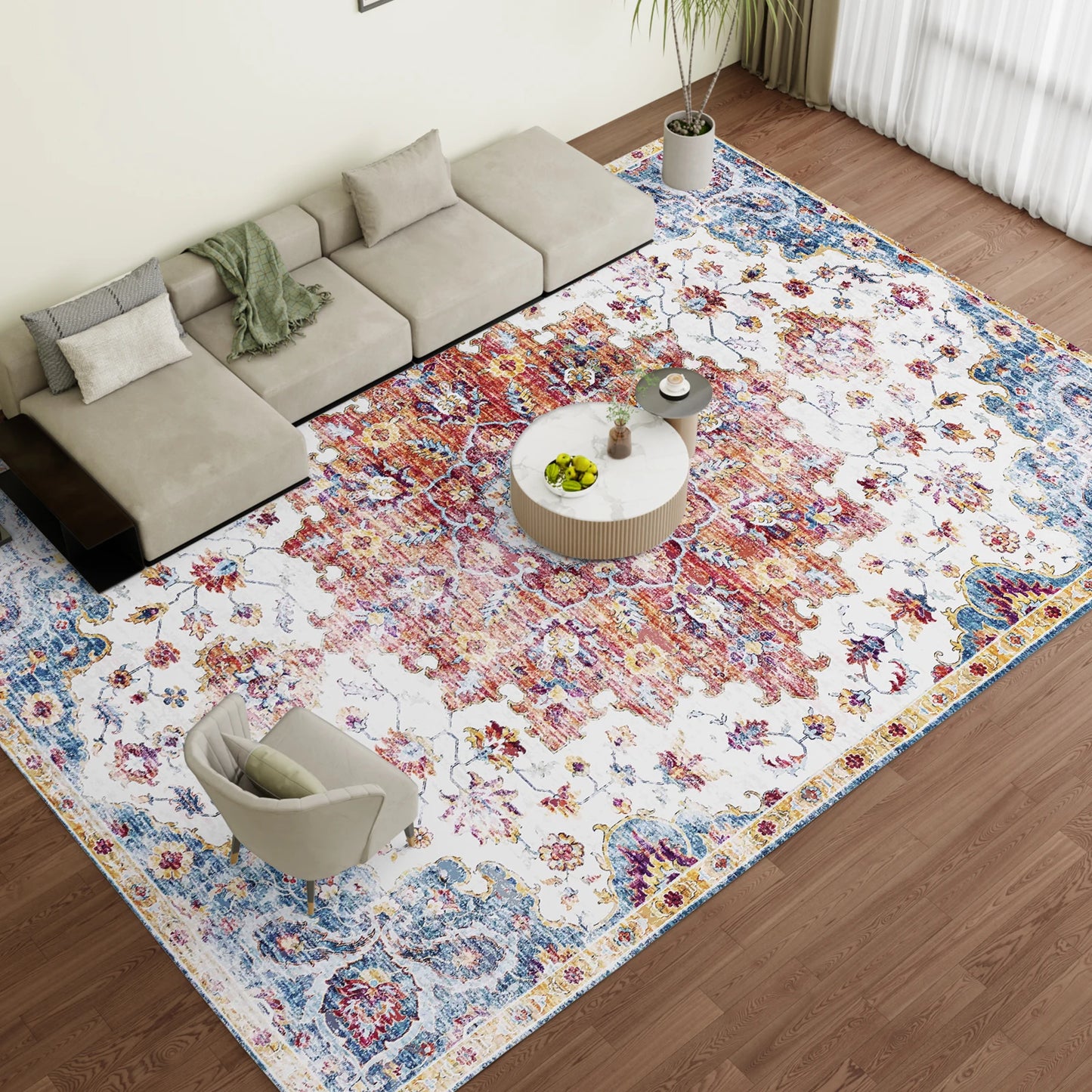 Washable Rug, with Non-Slip Backing