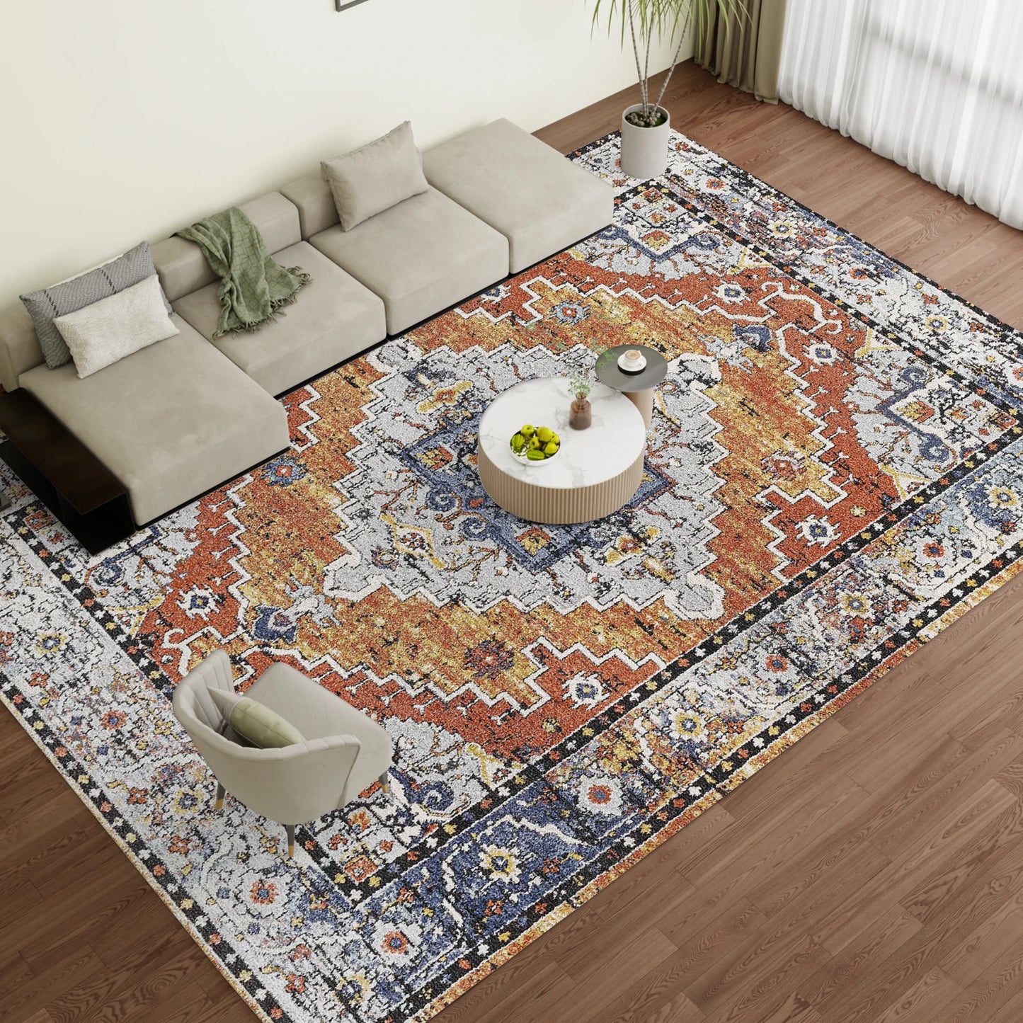 Washable Rug, with Non-Slip Backing
