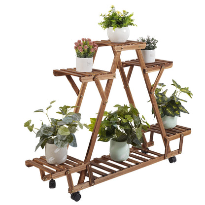 Triangular Plant Shelf with Wheels