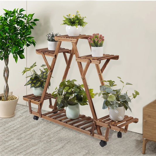 Triangular Plant Shelf with Wheels