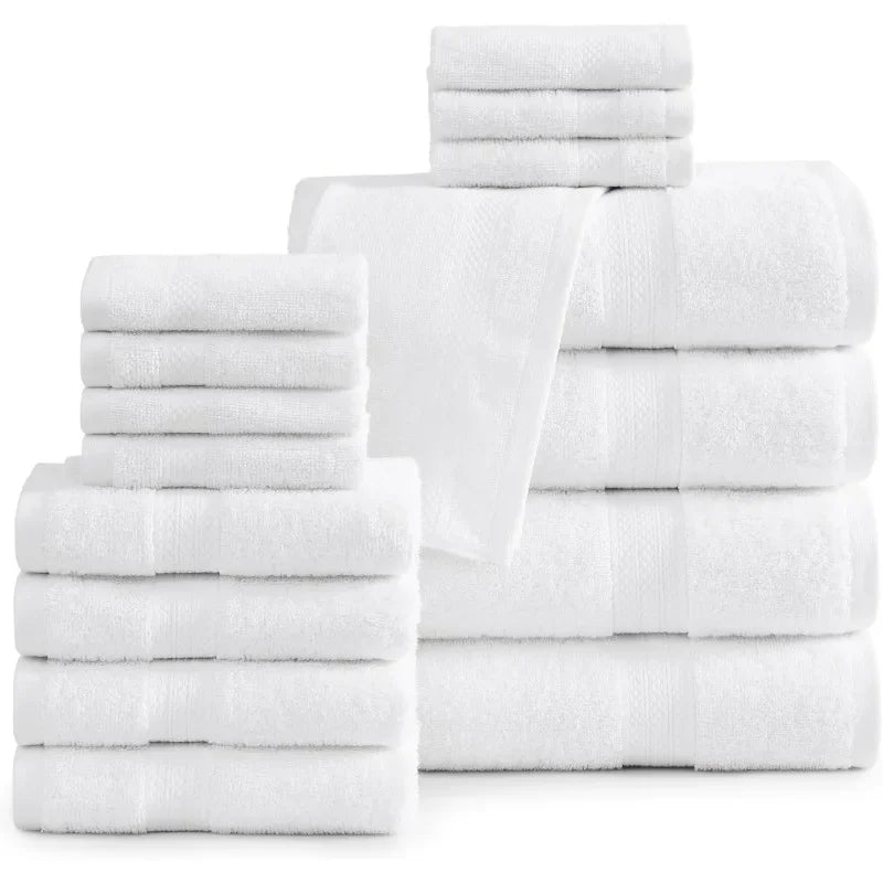 16 Piece Bath Towels - 100% Cotton