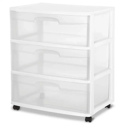 3 Drawer Wide Cart Storage Organizer with Wheels 2 Pack