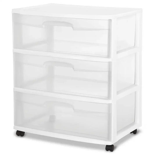3 Drawer Wide Cart Storage Organizer with Wheels 2 Pack