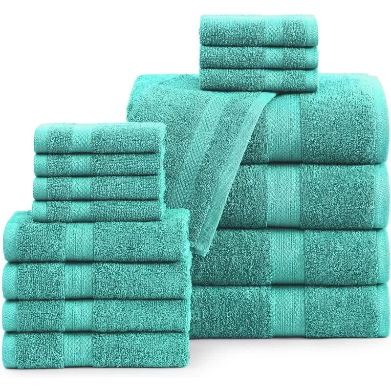 16 Piece Bath Towels - 100% Cotton