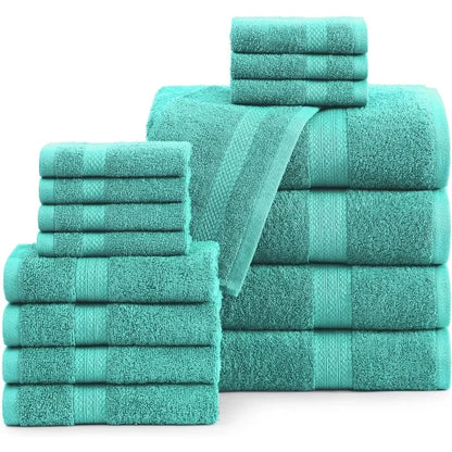 16 Piece Bath Towels - 100% Cotton