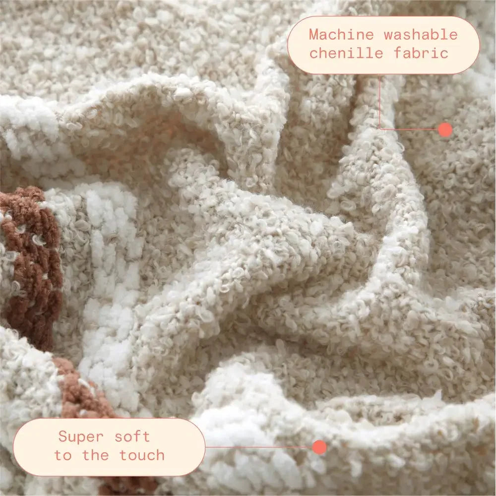 Cozy Brown Chenille Throw Blanket 50"x60"