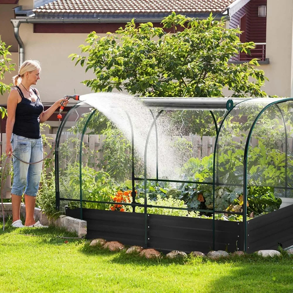 Galvanized Raised Garden Bed with Cover, 71"x35.4"x45.2"