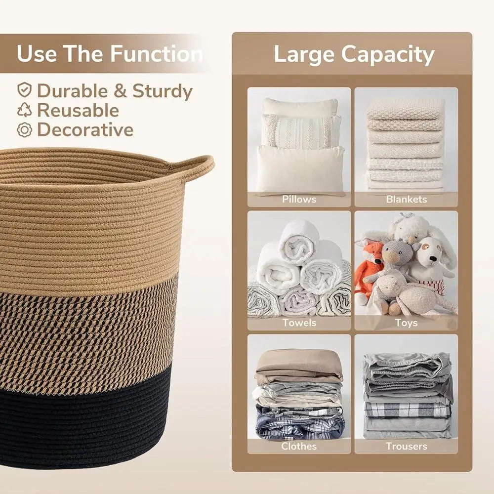 Large Woven Laundry Basket Jute Rope