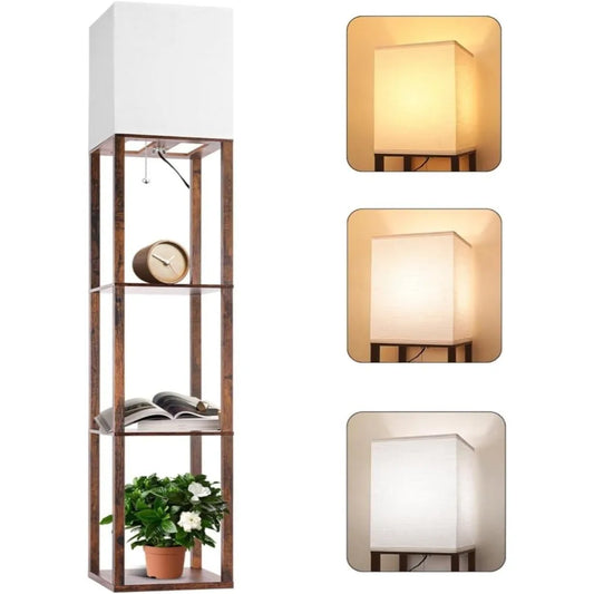Floor Lamp with Shelf and Light