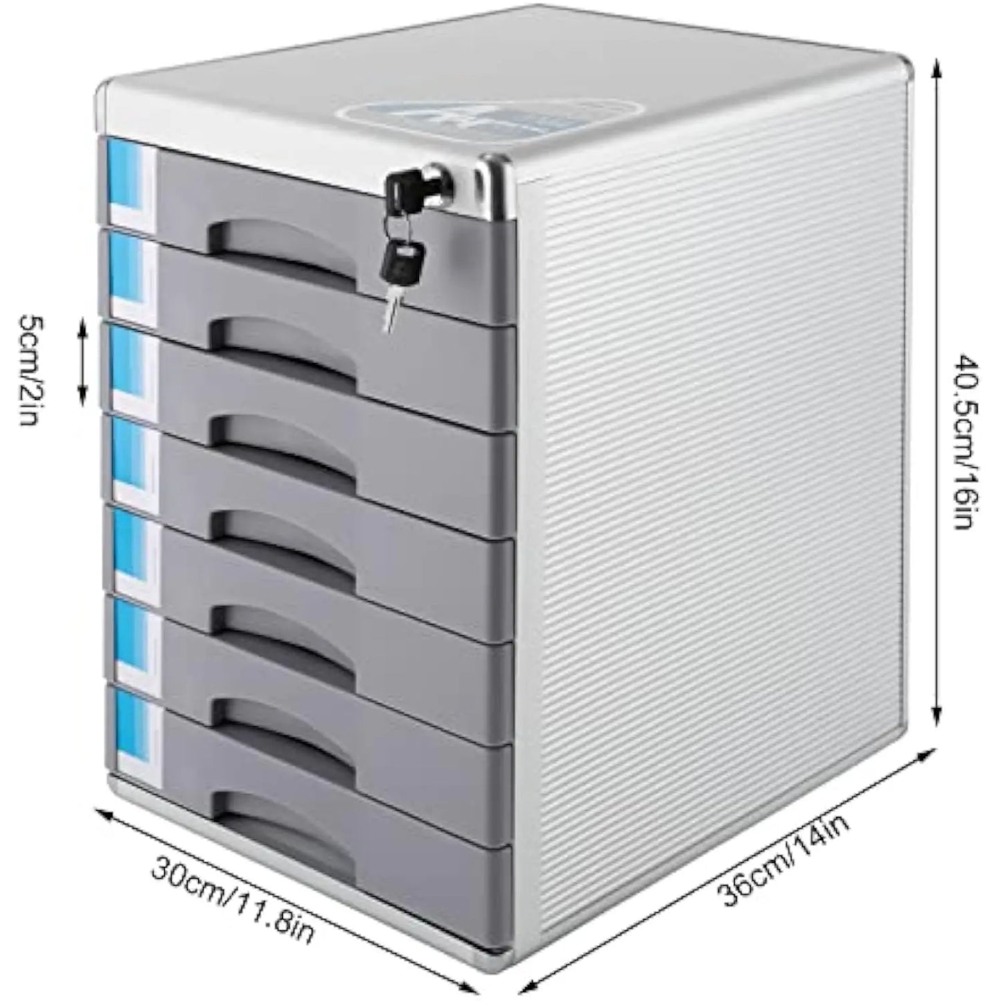 7 Tier File Cabinet Desktop Drawer Organizer with Lock