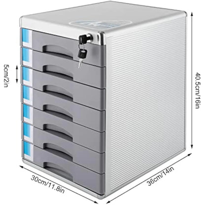 7 Tier File Cabinet Desktop Drawer Organizer with Lock