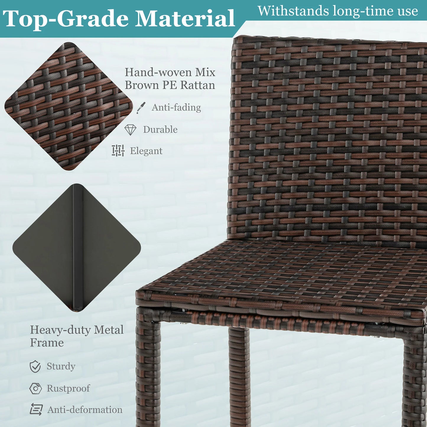 Patio 3PCS Wicker Bar Set