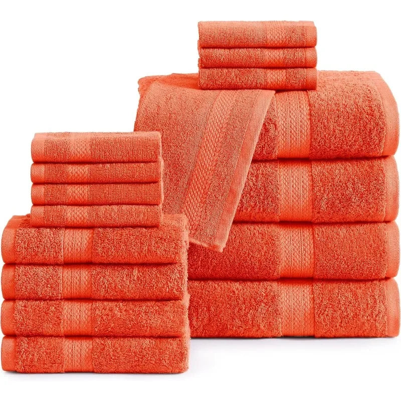 16 Piece Bath Towels - 100% Cotton