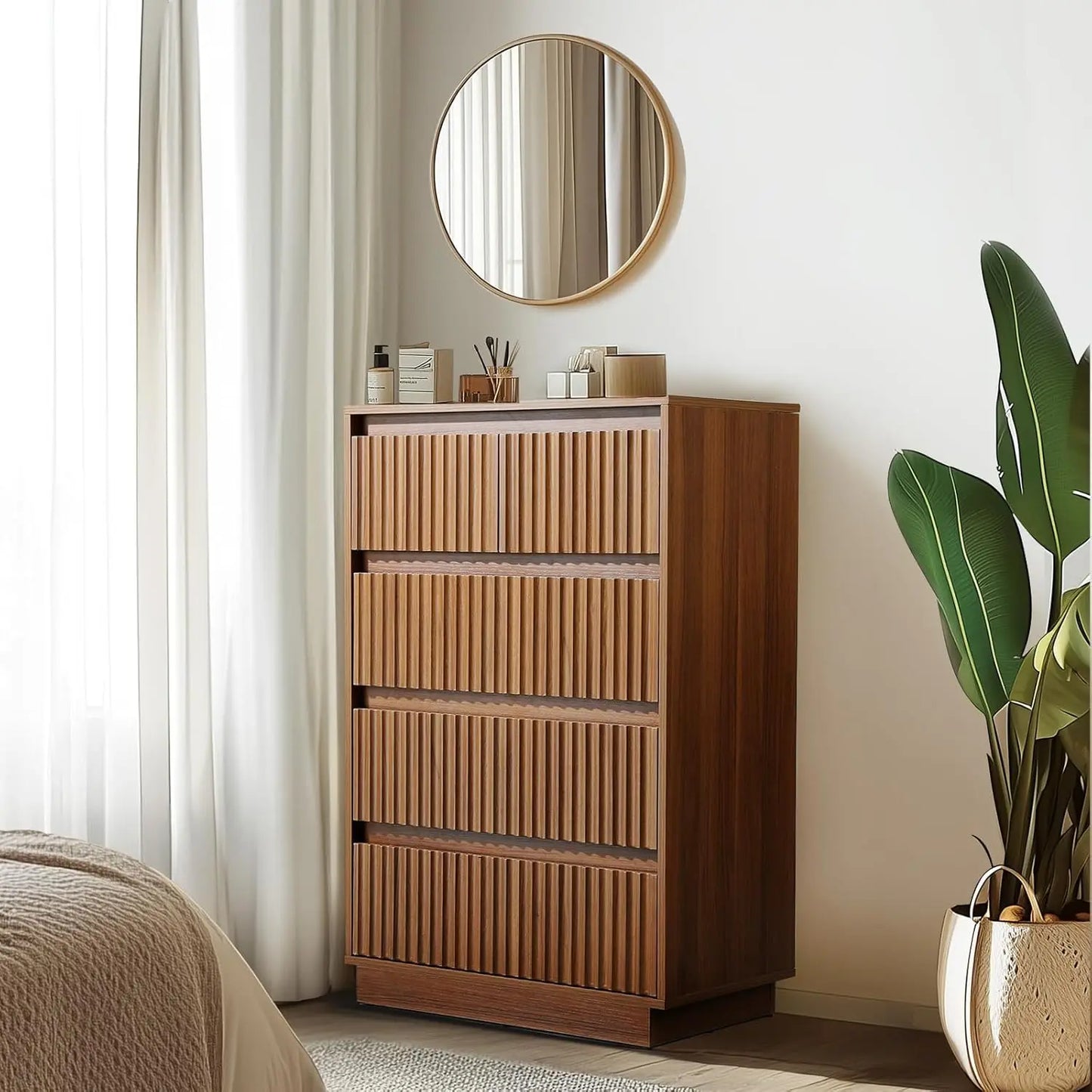 Wood Dresser with Six Drawers