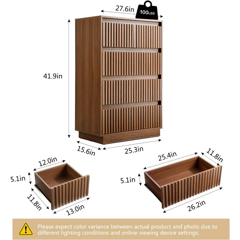 Wood Dresser with Six Drawers