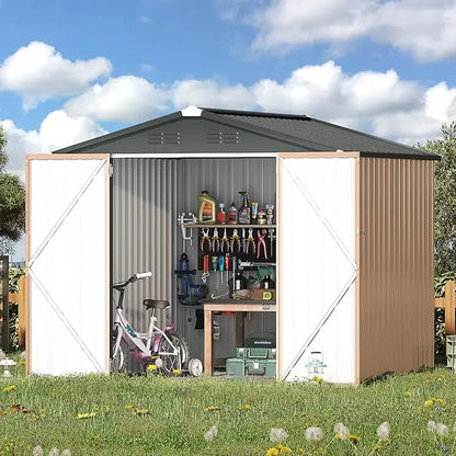 Utility and Tool Garden Shed with Lockable Doors