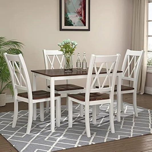 Wood Kitchen Table Set with Table and 4 Chairs