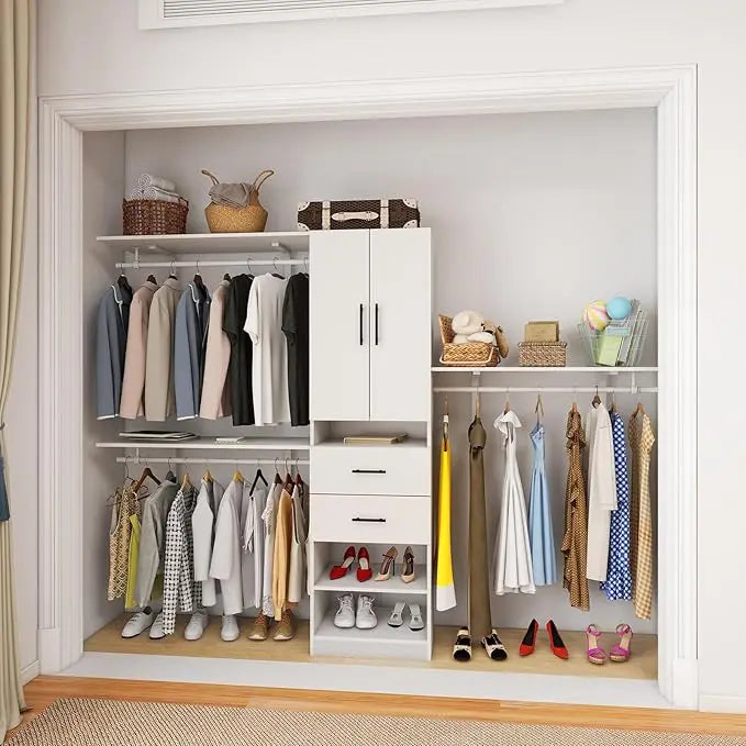 Wood Closet System With 3 Drawers