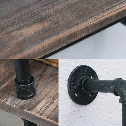 Wall Mounted Rustic Wood Shelf with Towel Bar