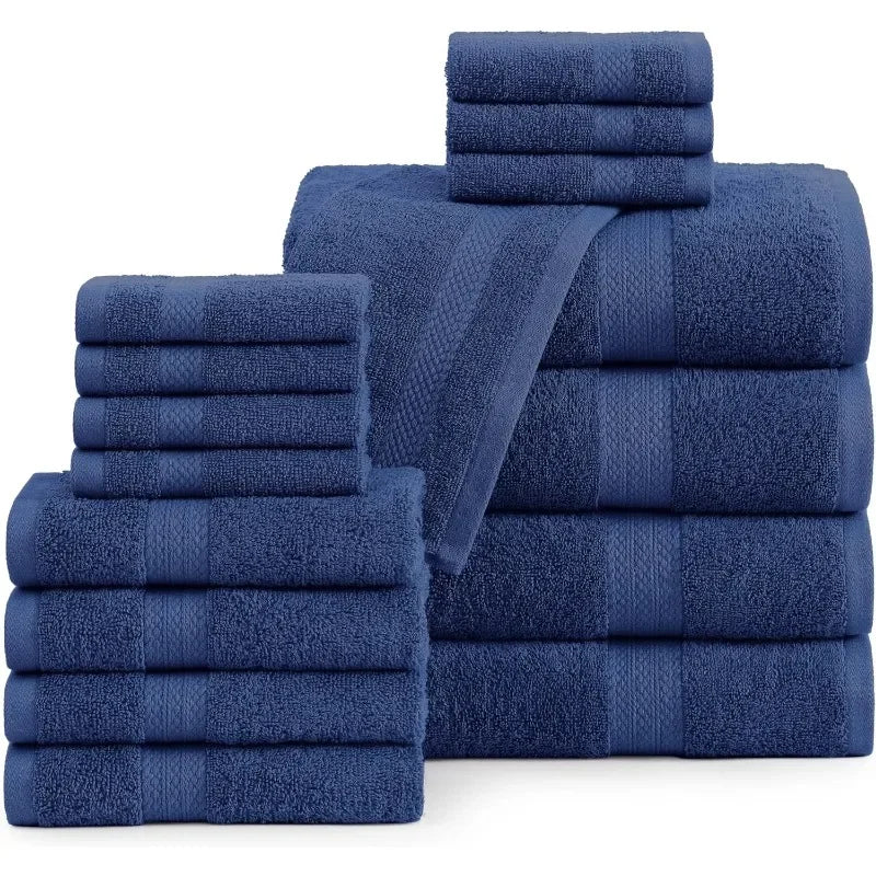 16 Piece Bath Towels - 100% Cotton