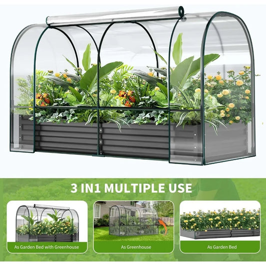 Galvanized Raised Garden Bed with Cover, 71"x35.4"x45.2"