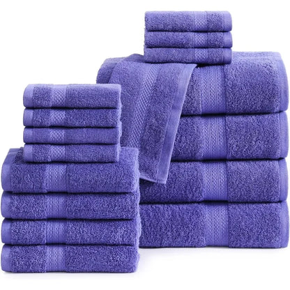 16 Piece Bath Towels - 100% Cotton
