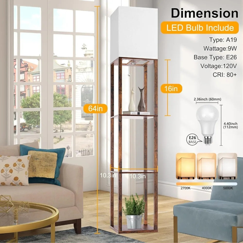 Floor Lamp with Shelf and Light