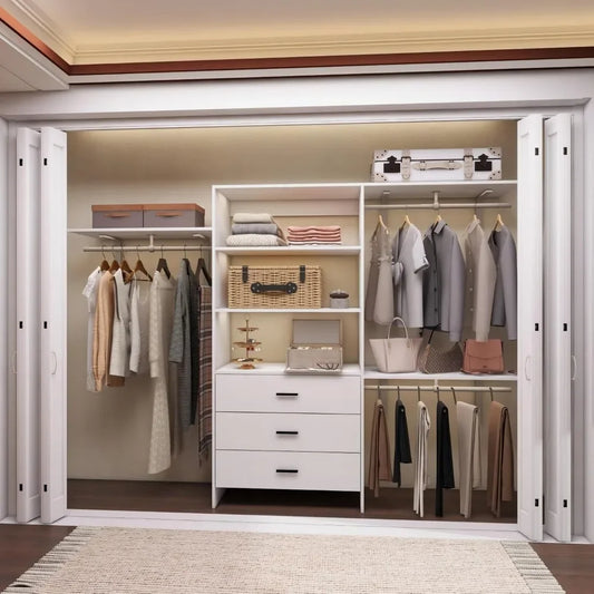 Wood Closet System With 3 Drawers