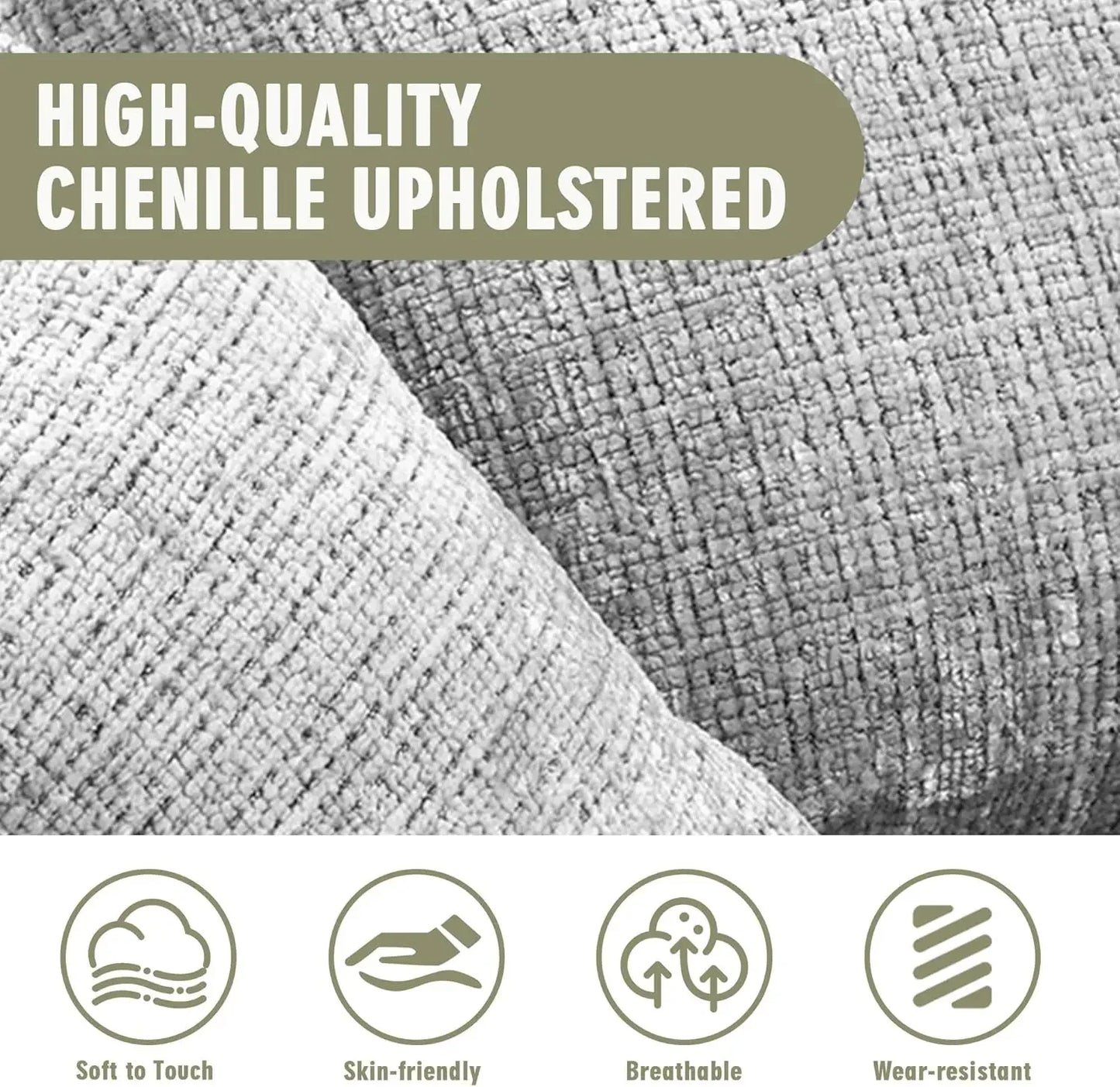 Large Beanbag Chair, Chenille Upholstered