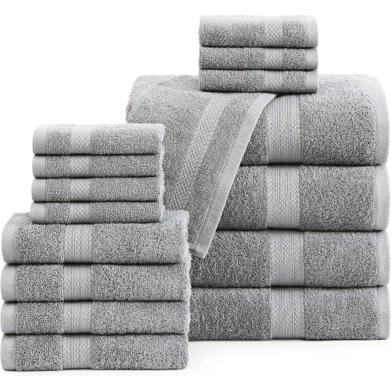 16 Piece Bath Towels - 100% Cotton
