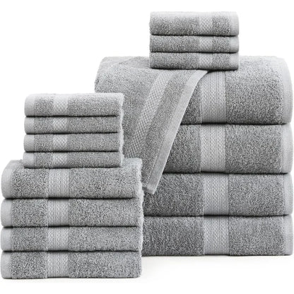 16 Piece Bath Towels - 100% Cotton
