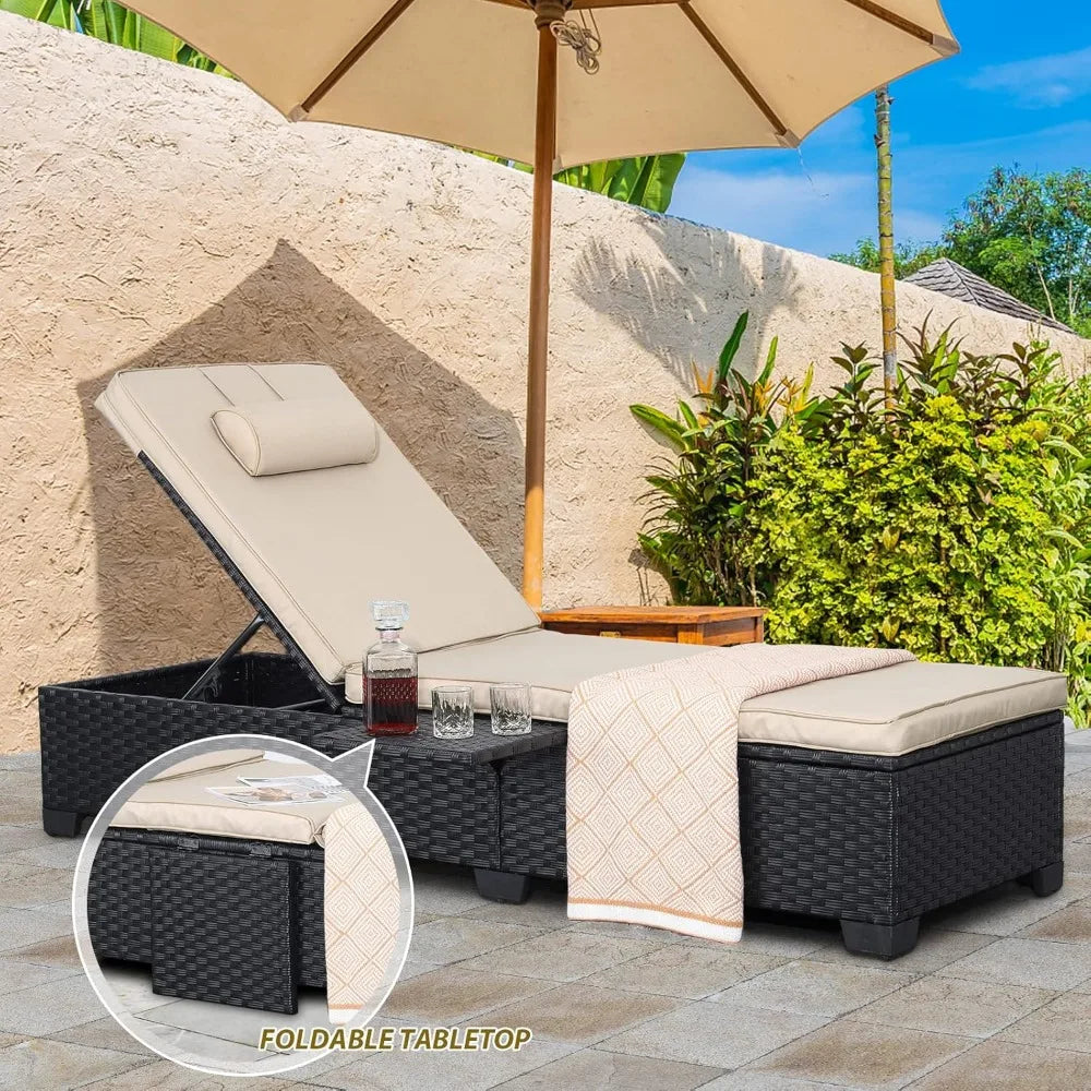 Set of 2 Patio Rattan Reclining Chair