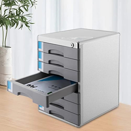 7 Tier File Cabinet Desktop Drawer Organizer with Lock