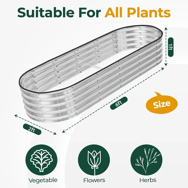 2Pack Galvanized Raised Garden Bed, 6ft x 2ft Lightweight Planter Boxes