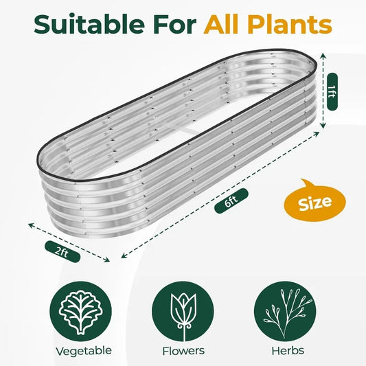 2Pack Galvanized Raised Garden Bed, 6ft x 2ft Lightweight Planter Boxes