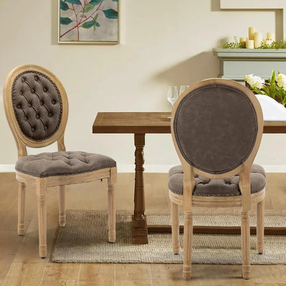 Dining Chairs Set of 6, Rattan Back Upholstered French Country