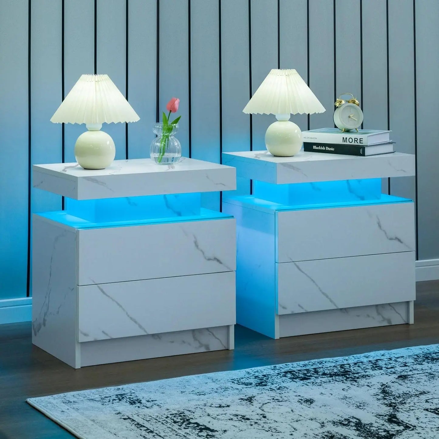 Nightstand with 2 Drawers and LED Lighting