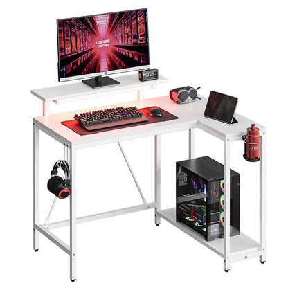 42" Reversible L-Shaped Gaming Desk with Monitor Stand