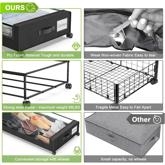 2-Pack Under Bed Storage Containers with wheels