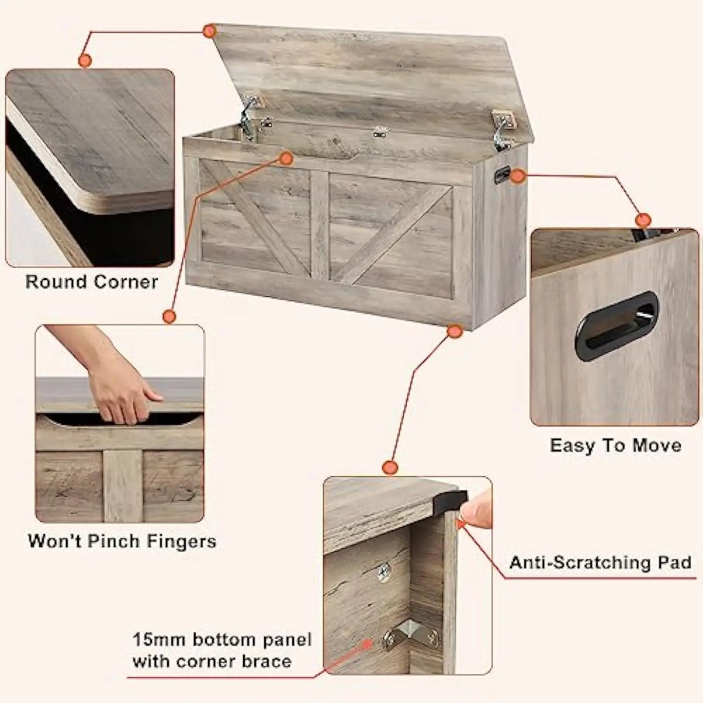 39.4" Wooden Storage Chest