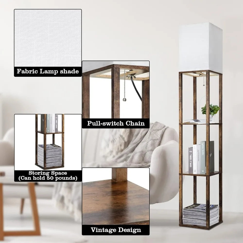 Floor Lamp with Shelf and Light
