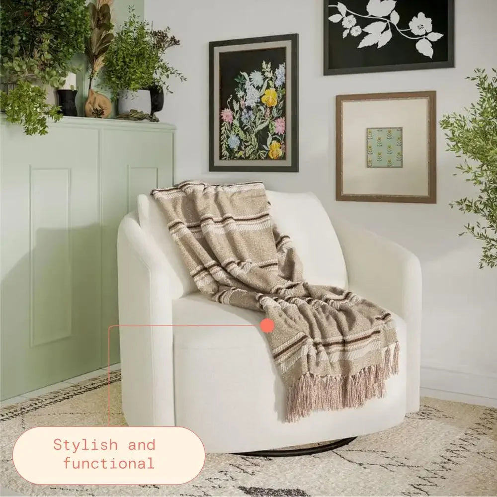 Cozy Brown Chenille Throw Blanket 50"x60"