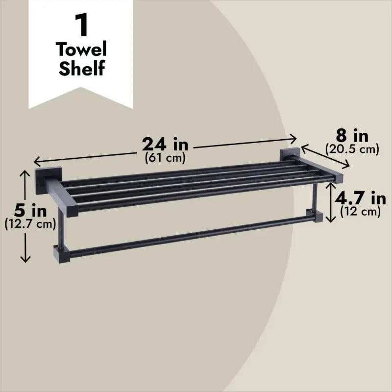Towel Shelf with Bar, 24 Inch