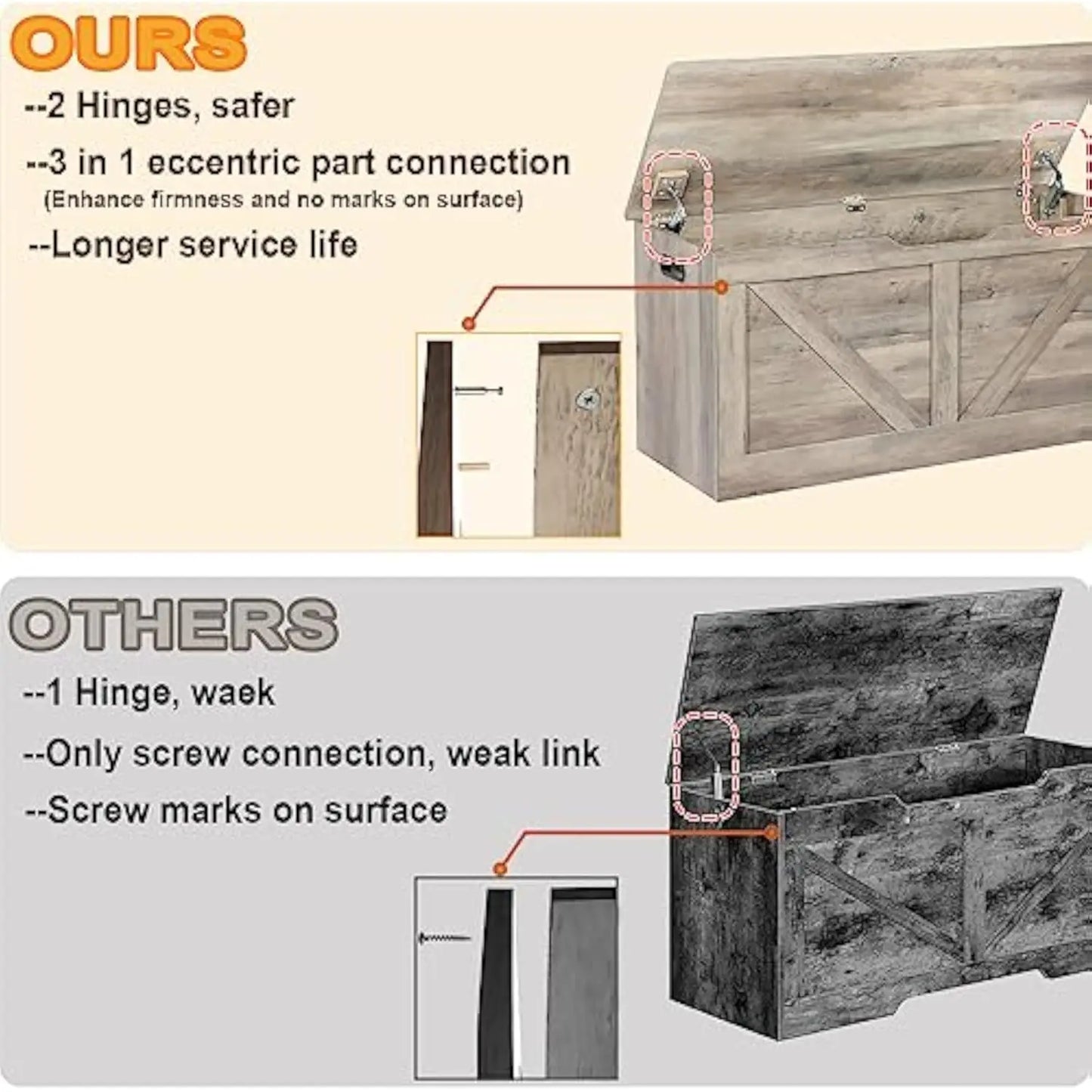 39.4" Wooden Storage Chest
